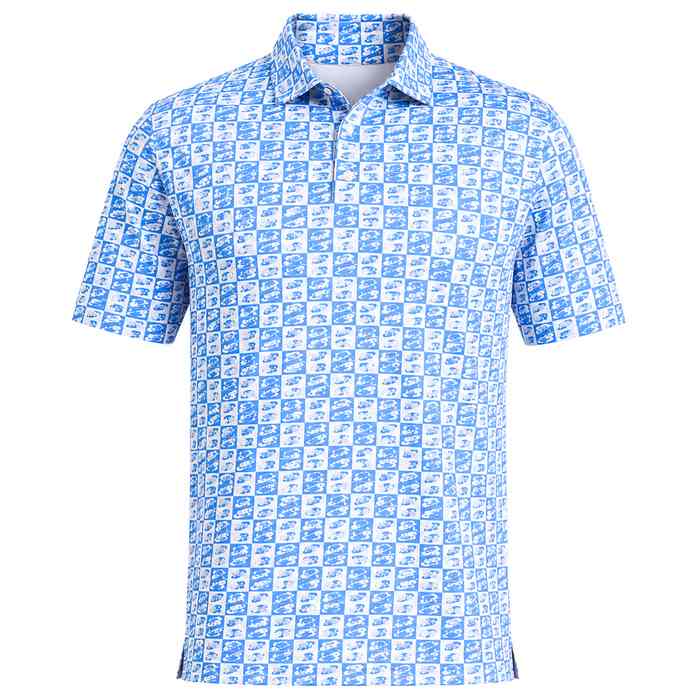 Nike Par 5 Dri-Fit Icon Print Polo Shirt - Pacific Blue