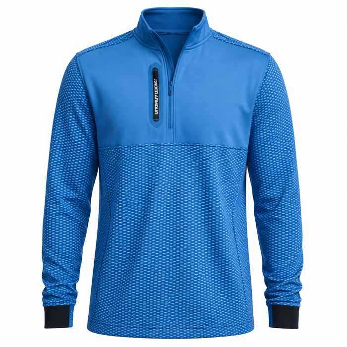 Under Armour Drive Pro Hybrid 1/2 Zip Pullover - Aegean Blue/White