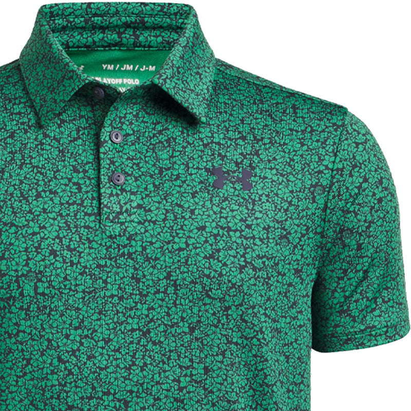 Under Armour Boys' Playoff Printed Polo - Green/Midnight Navy/Midnight Navy