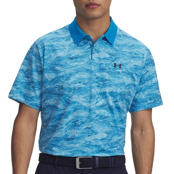 Under Armour Drive Chill Printed Polo Shirt - Ether Blue/Stream/Midnight Navy