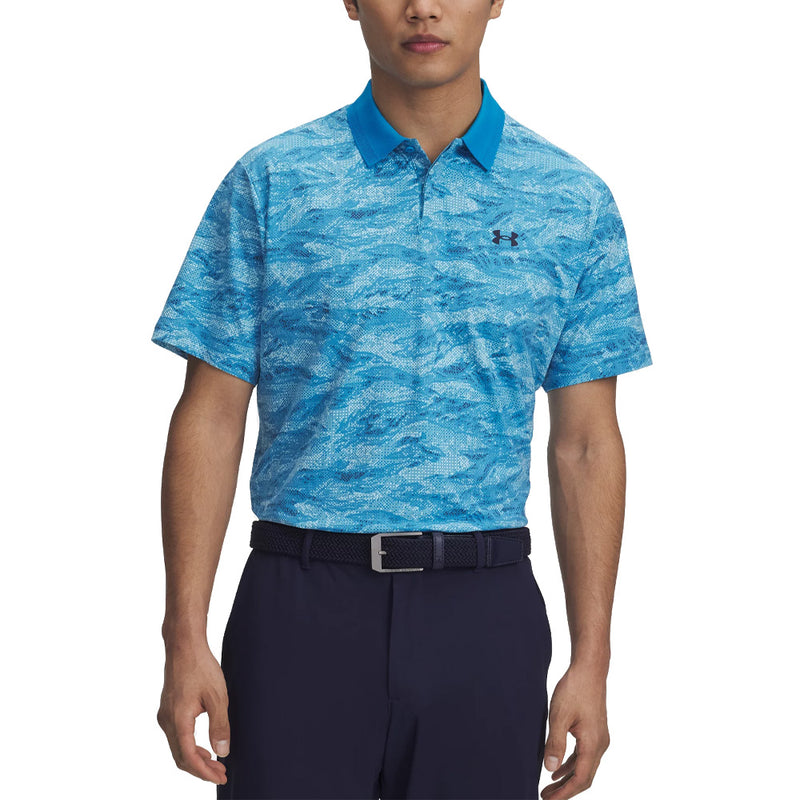 Under Armour Drive Chill Printed Polo Shirt - Ether Blue/Stream/Midnight Navy