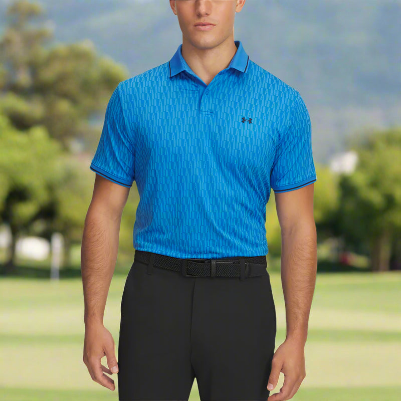 Under Armour Playoff Sport Jacquard Polo Shirt - Blue Atlantis/Midnight Navy/Midnight Navy