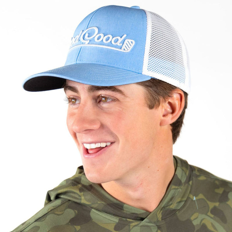 Good Good Golf Birdie Blue Trucker Cap - Solid Blue/White