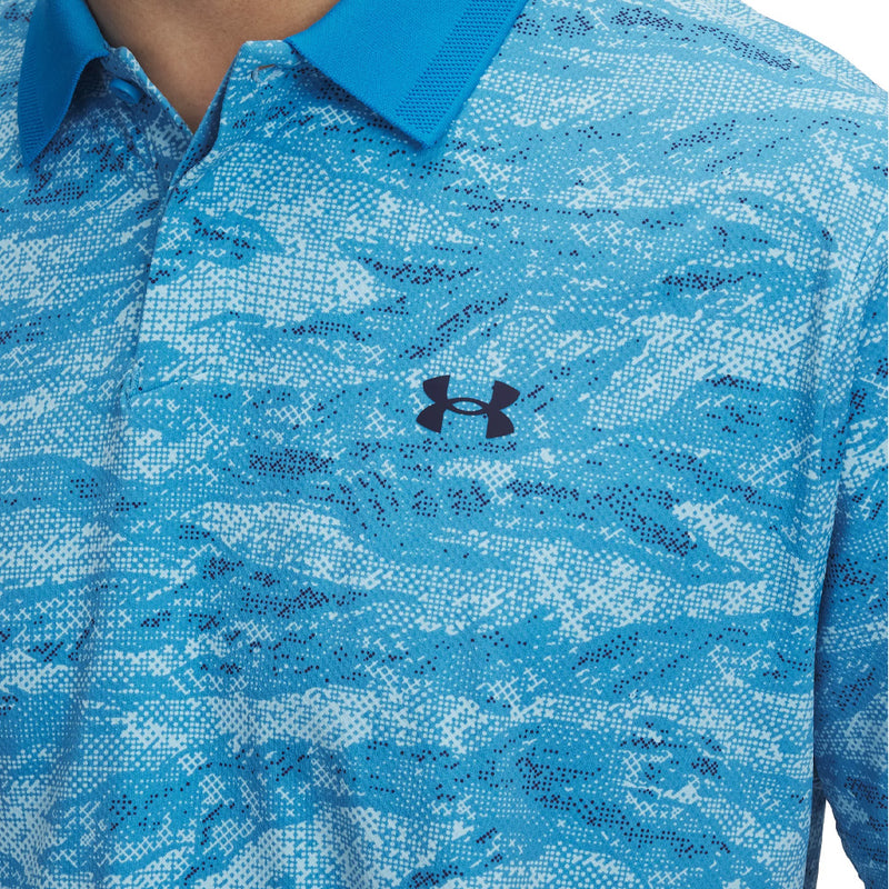 Under Armour Drive Chill Printed Polo Shirt - Ether Blue/Stream/Midnight Navy