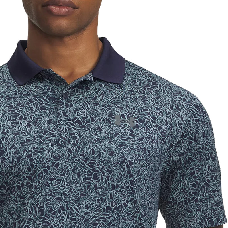 Under Armour Matchplay Printed Polo Shirt - Midnight Navy/Jasper Blue/Pitch Gray