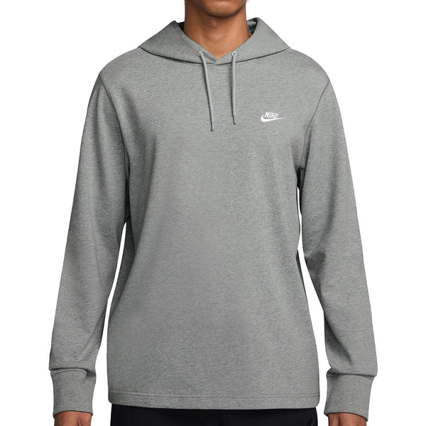 Nike Club Knit Hoodie - Dk Grey Heather/Lt Smoke Grey/ White