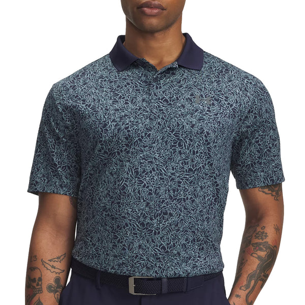 Under Armour Matchplay Printed Polo Shirt - Midnight Navy/Jasper Blue/Pitch Gray