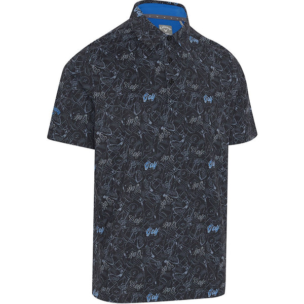 Callaway All-Over Golf Print Polo Shirt - Caviar