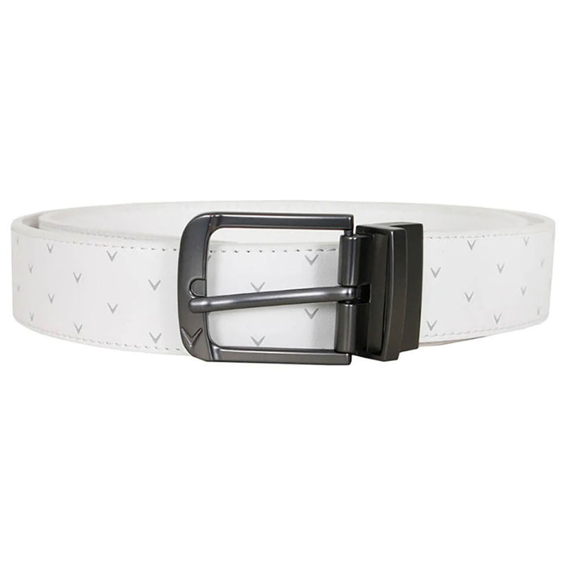 Callaway Chev Print Leather Belt - Bright White