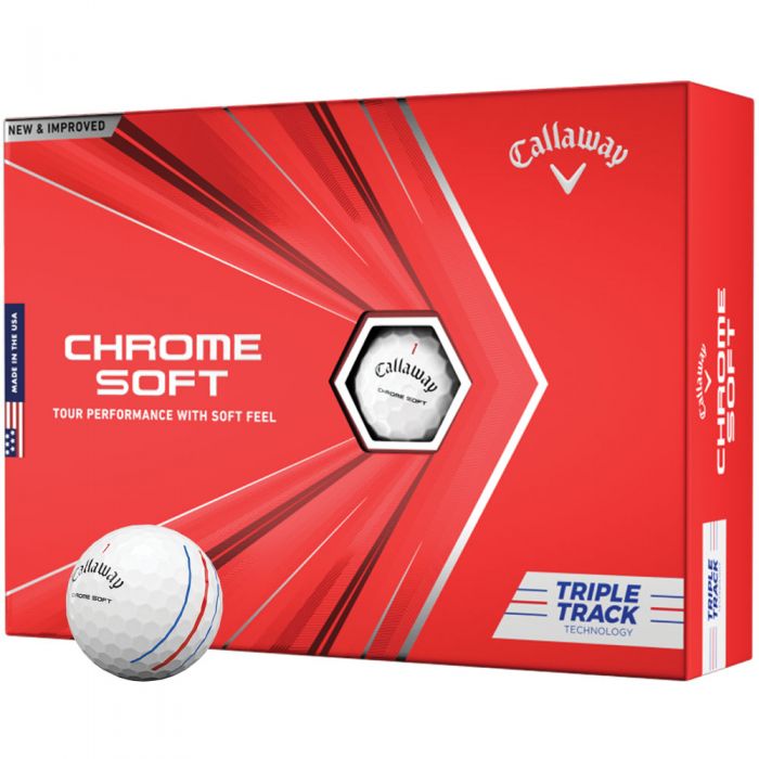Callaway Chrome Soft Triple Track Golf Balls - White - 12 Pack
