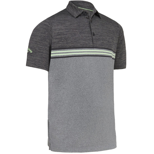 Callaway Heather Chest Stripe Polo Shirt - Caviar Heather