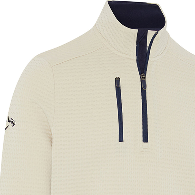 Callaway Midweight Textured 1/4 Zip Pullover - Oatmeal