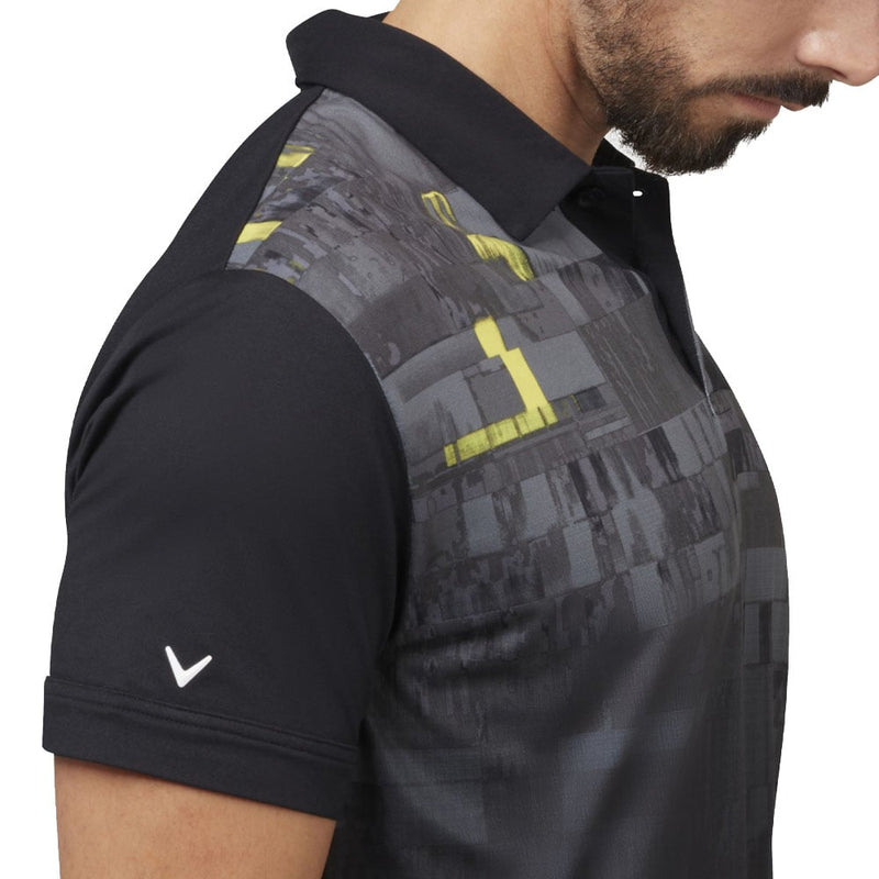 Callaway Multi-Colour Glitched Print Polo Shirt - Caviar