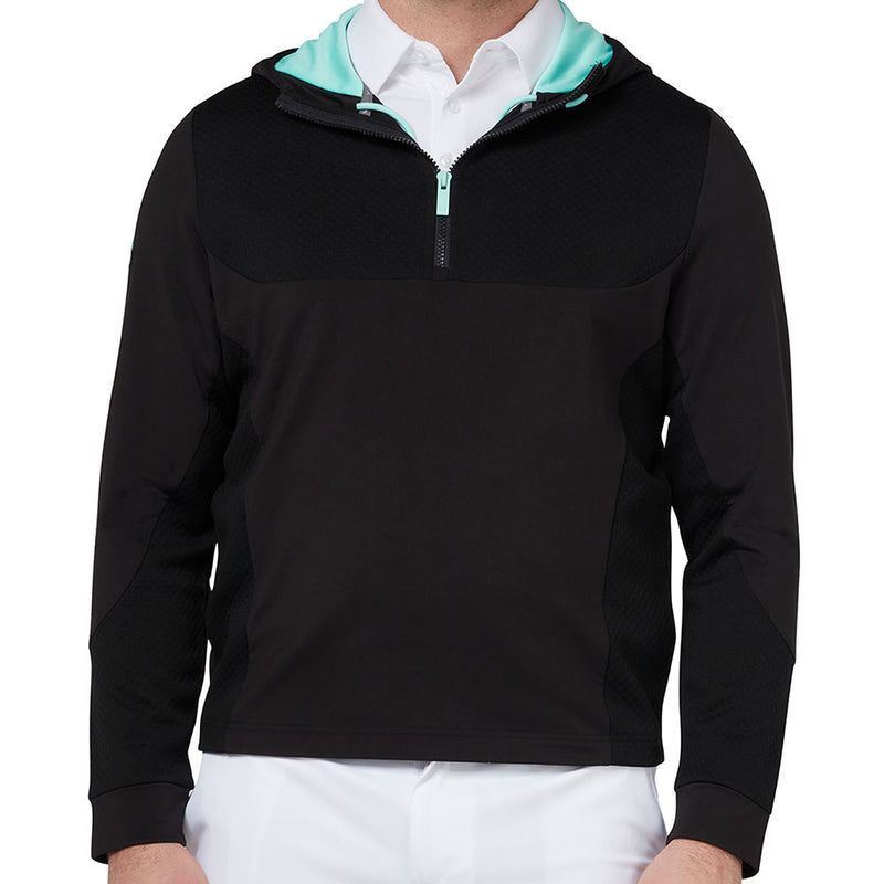 Callaway 1/4 Zip Mixed Media Technical Hoodie - Caviar