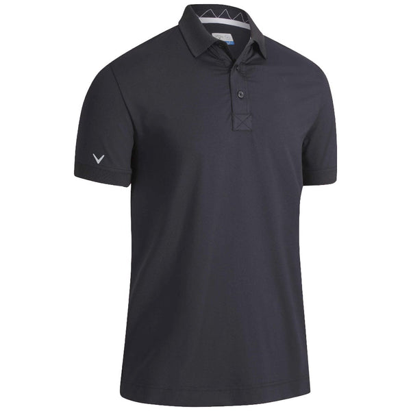 Callaway Solid Ribbed Polo Shirt - Caviar