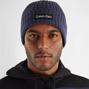 Calvin Klein Chunky Knit Badge Beanie - Peacoat Marl