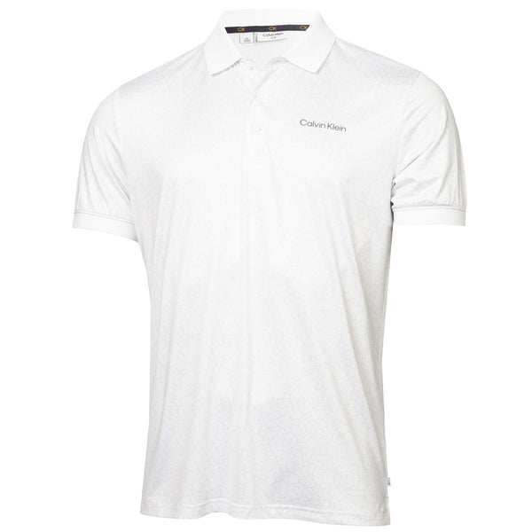Calvin Klein Fracture Print Polo Shirt - White/Pale Silver