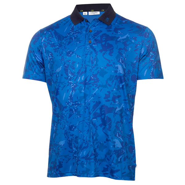 Calvin Klein Grunge Print Polo Shirt - Ocean Blue