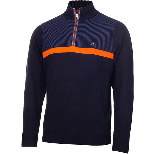 Calvin Klein Magnet 1/2 Zip Lined Sweater - Navy/Blaze