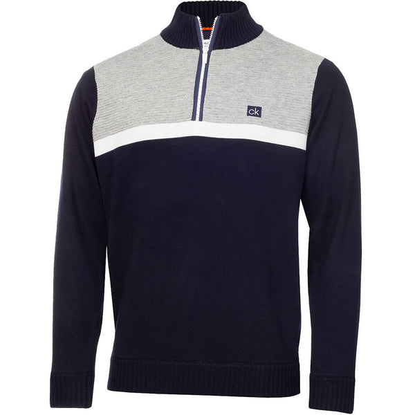 Calvin Klein Magnet 1/2 Zip Lined Sweater - Navy/Grey Marl