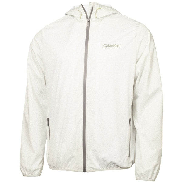 Calvin Klein Nantucket Printed Windbreaker Jacket - White/Pale Silver