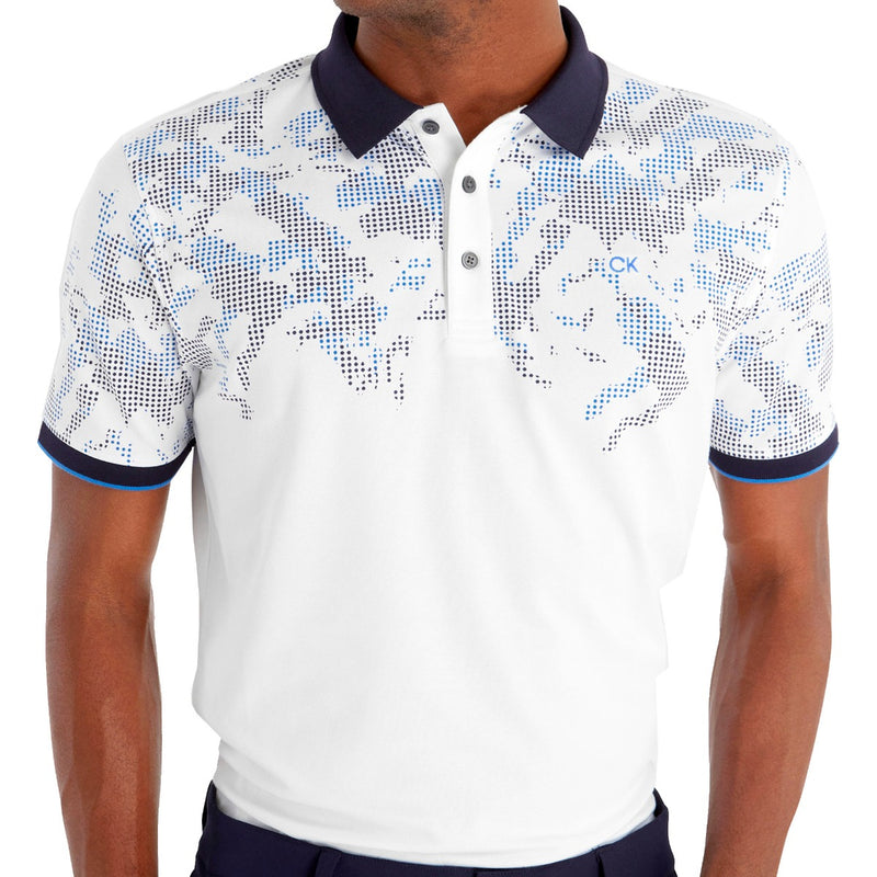 Calvin Klein Nashua Printed Polo Shirt - White/Navy