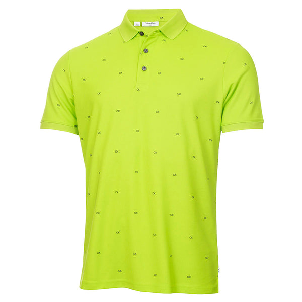 Calvin Klein Monogram Pique Polo Shirt - Citron/Navy