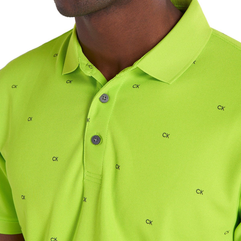 Calvin Klein Monogram Pique Polo Shirt - Citron/Navy