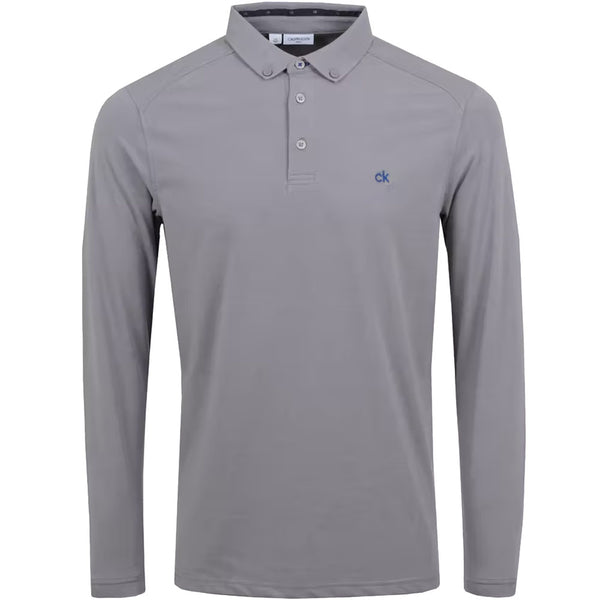 Calvin Klein Trinity Long Sleeve Polo Shirt - Grey Marl