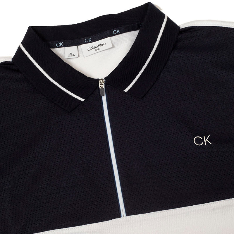 Calvin Klein Whitman Zipped Polo Shirt - White/Navy