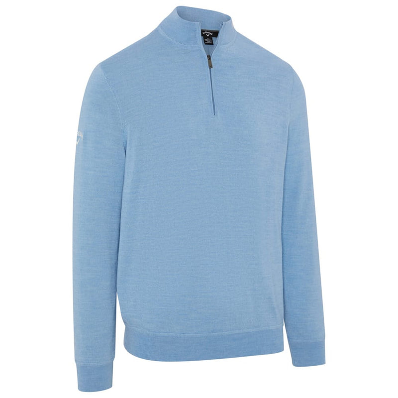 Callaway Windproof 1/4 Zip Blended Merino Odyssey Sweater - Dark Cerulean Heather