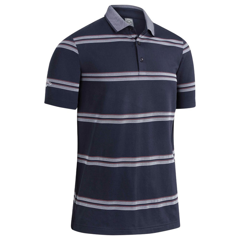 Callaway Oxford Stripe Polo Shirt - Peacoat