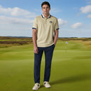 Callaway Legacy Collection Striped Colourblock Ribbed Collar Polo Shirt - Fields of Rye
