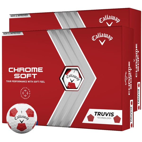 Callaway Chrome Soft Truvis Golf Balls - Red - Double Dozen