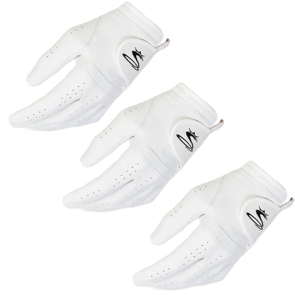 Cobra Pur Tour Cabretta Leather Golf Gloves - White - 3 Pack