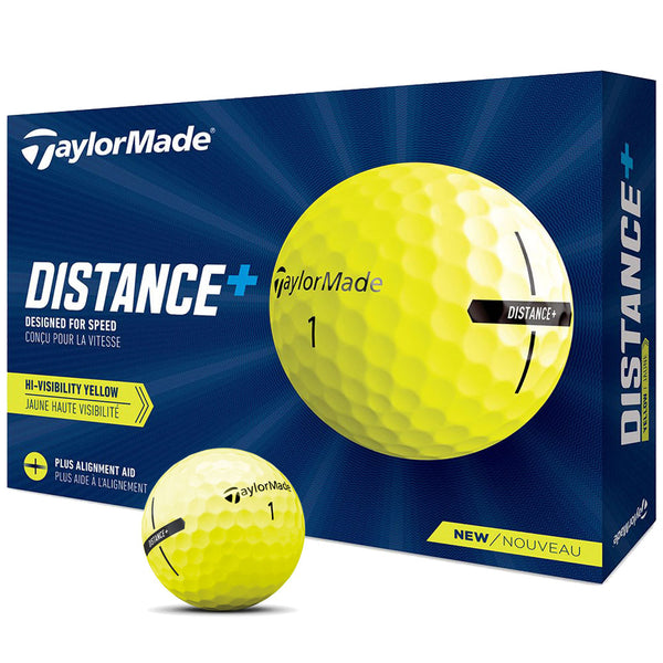 TaylorMade Distance+ Golf Balls - Yellow - 12 Pack