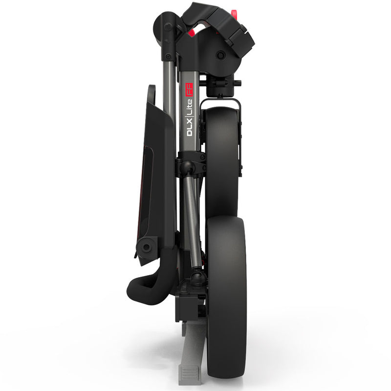 PowaKaddy DLX-Lite FF 3-Wheel Push Trolley - Gunmetal/Red Trim
