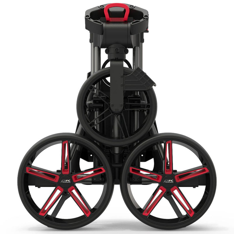 PowaKaddy DLX-Lite FF 3-Wheel Push Trolley - Gunmetal/Red Trim