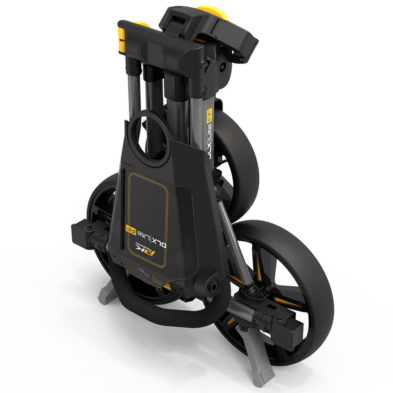 PowaKaddy DLX-Lite FF 3-Wheel Push Trolley - Gunmetal/Yellow Trim