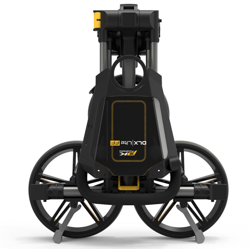 PowaKaddy DLX-Lite FF 3-Wheel Push Trolley - Gunmetal/Yellow Trim