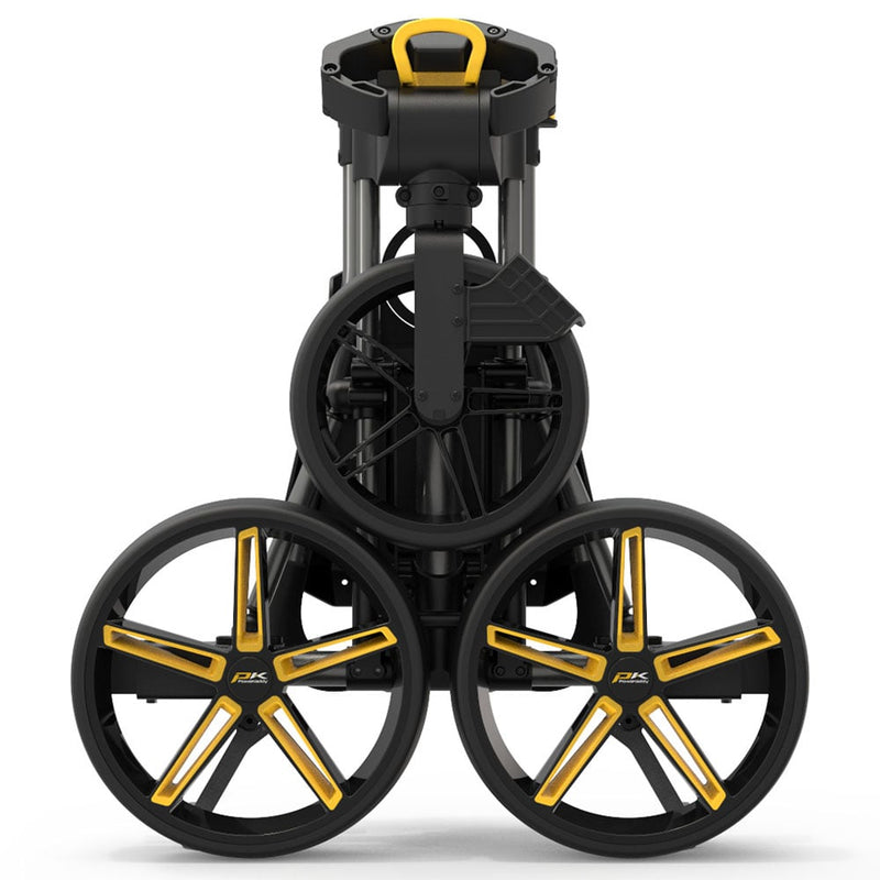 PowaKaddy DLX-Lite FF 3-Wheel Push Trolley - Gunmetal/Yellow Trim
