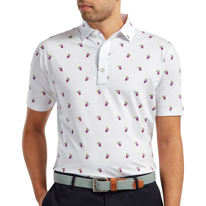 FootJoy Lisle Cocktail Print Polo Shirt - White