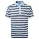 FootJoy Stretch Pique Rugby Stripe - Heather Sky/Heather Navy