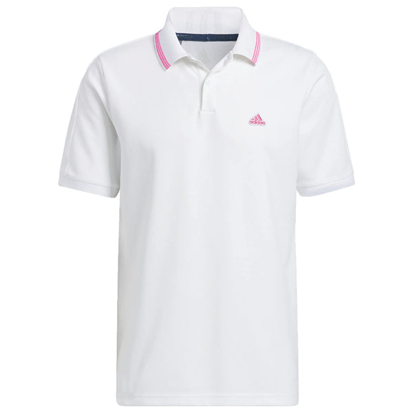 adidas Go-To Pique Polo Shirt - White/Screaming Pink