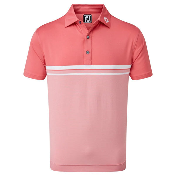 FootJoy Lisle End on Stripe Polo Shirt - Cape Red/White