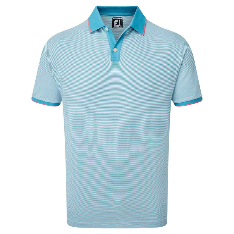 FootJoy Pique Ministripe Polo Shirt - Storm Blue/White