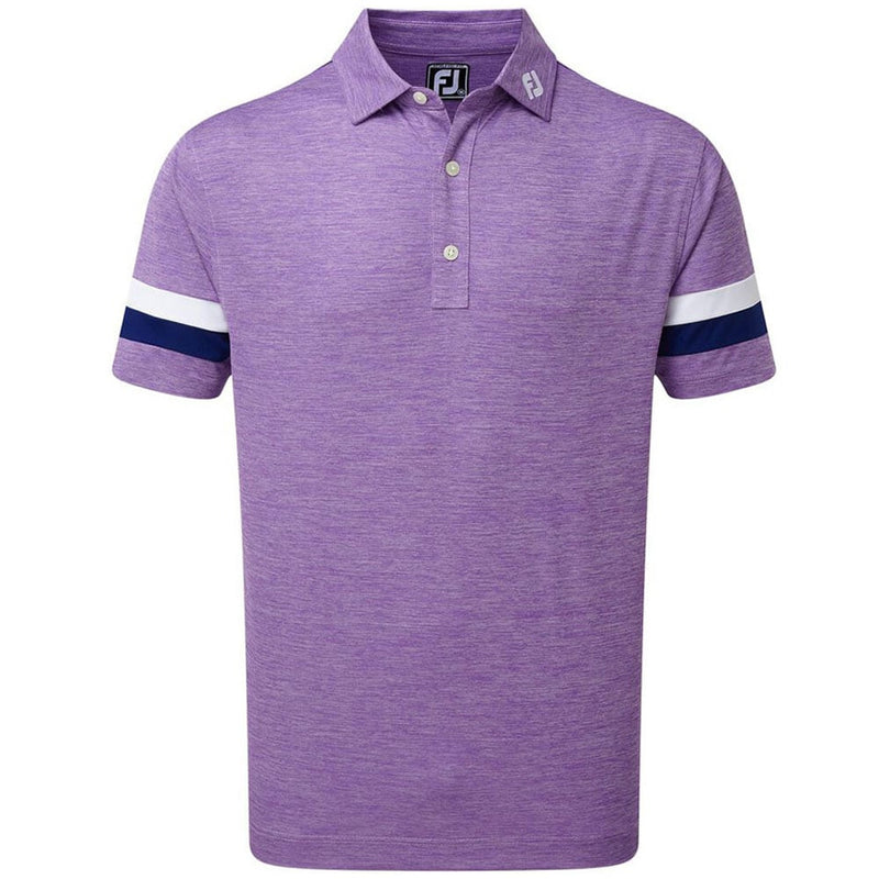 FootJoy Smooth Pique Spacedye Sleevebands Polo Shirt - Purple/Blue/White