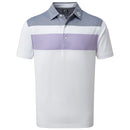 FootJoy Double Block Birdseye Pique Polo Shirt - White/Purple/Blue