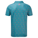 FootJoy Lisle Cocktail Print Polo Shirt - Storm Blue