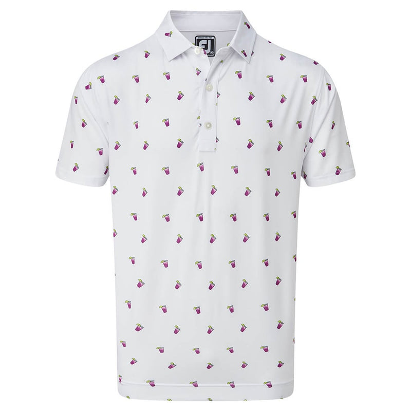 FootJoy Lisle Cocktail Print Polo Shirt - White